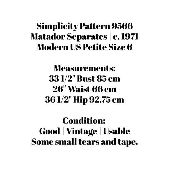 70s Simplicity 9566 Separates Sewing Pattern Bust 33.5 Modern US Petite 6 - Picture 6 of 6